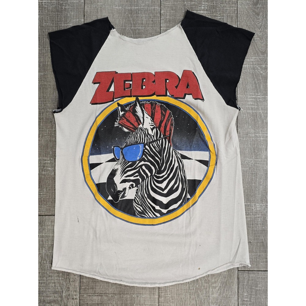 Vintage Zebra Shirt Mens Medium White Black‎ 1984-85 Tour No Tellin' Lies Raglan